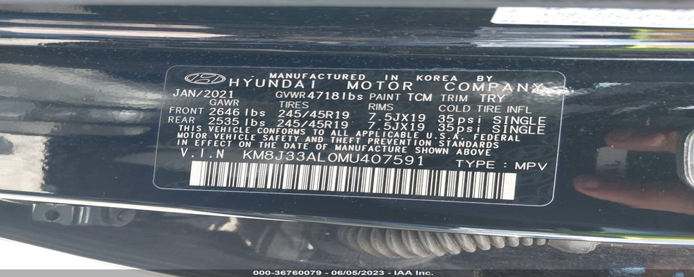 KM8J33AL0MU407591 2021 HYUNDAI TUCSON photo no. 9