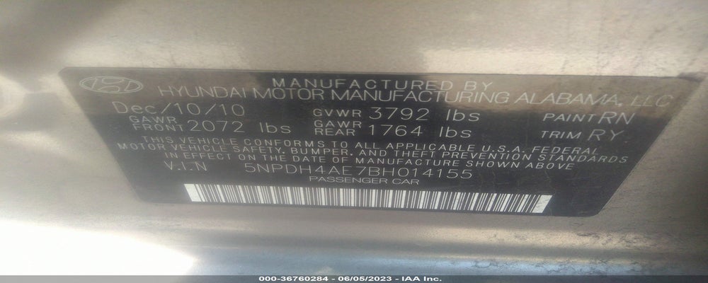 5NPDH4AE7BH014155 2011 HYUNDAI ELANTRA photo no. 9
