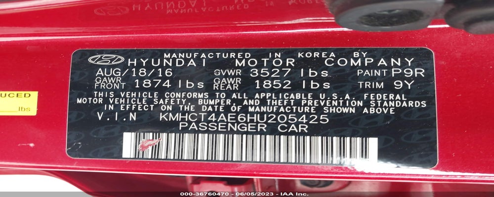 KMHCT4AE6HU205425 2017 HYUNDAI ACCENT photo no. 9