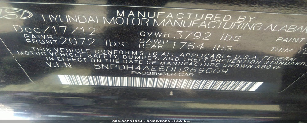 5NPDH4AE6DH269009 2013 HYUNDAI ELANTRA photo no. 9