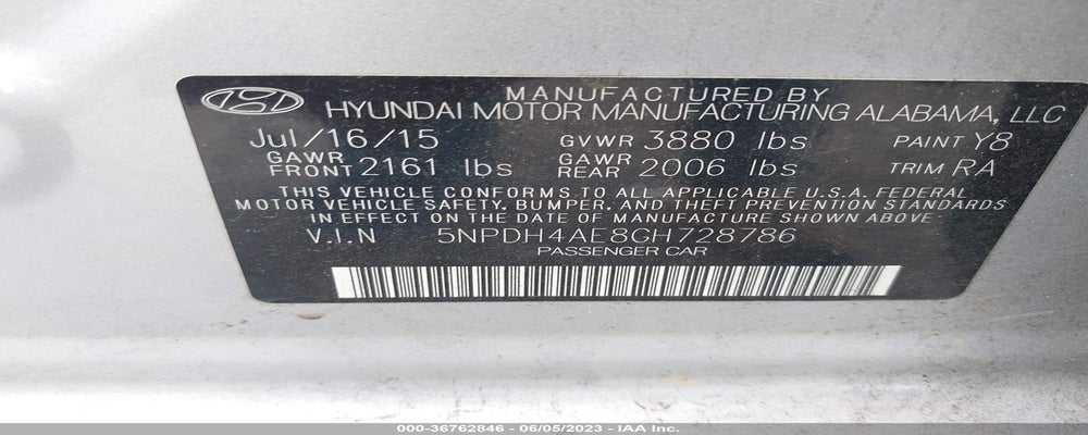5NPDH4AE8GH728786 2016 HYUNDAI ELANTRA photo no. 9