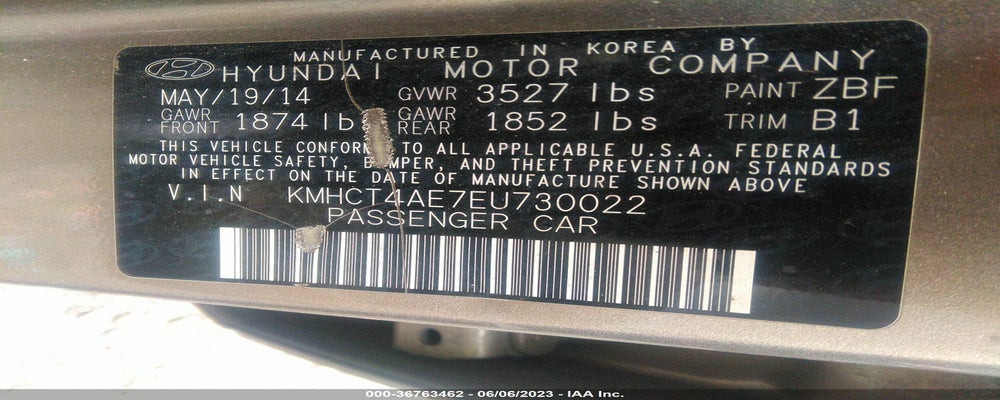 KMHCT4AE7EU73002  2014 HYUNDAI ACCENT photo no. 9