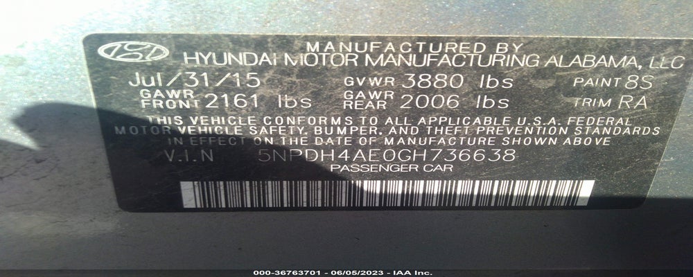 5NPDH4AE0GH736638 2016 HYUNDAI ELANTRA photo no. 9