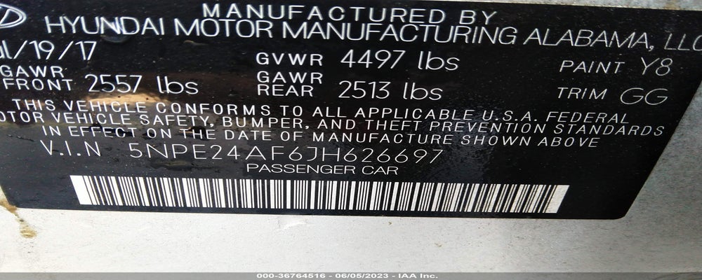 5NPE24AF6JH626697 2018 HYUNDAI SONATA photo no. 9