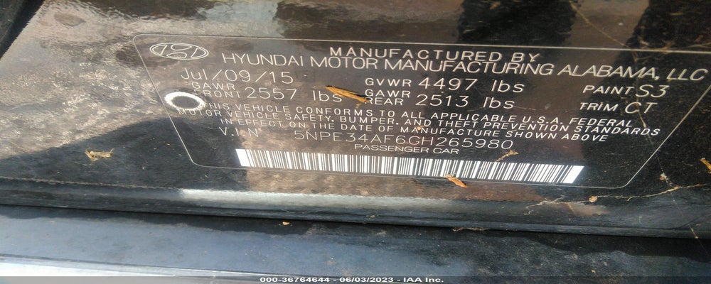 5NPE34AF6GH265980 2016 HYUNDAI SONATA photo no. 9