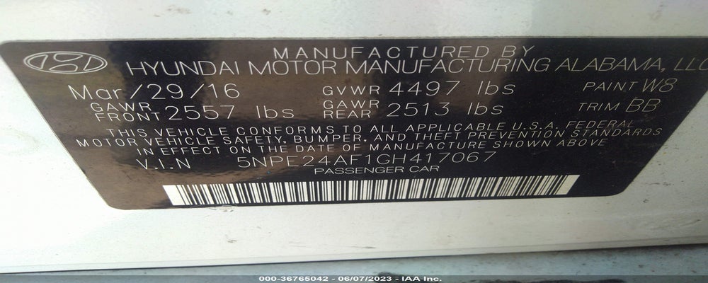 5NPE24AF1GH417067 2016 HYUNDAI SONATA photo no. 9
