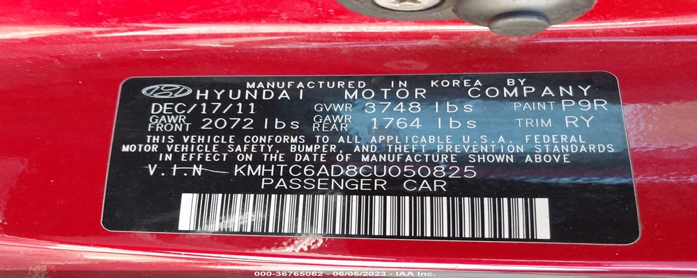 KMHTC6AD8CU050825 2012 HYUNDAI VELOSTER photo no. 9