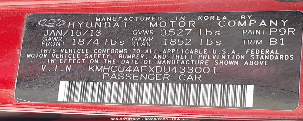 KMHCU4AEXDU433001 2013 HYUNDAI ACCENT photo no. 9