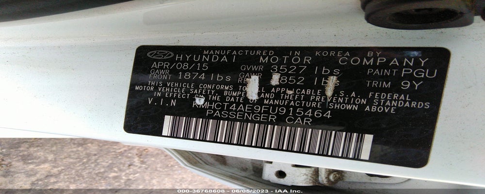 KMHCT4AE9FU915464 2015 HYUNDAI ACCENT photo no. 9