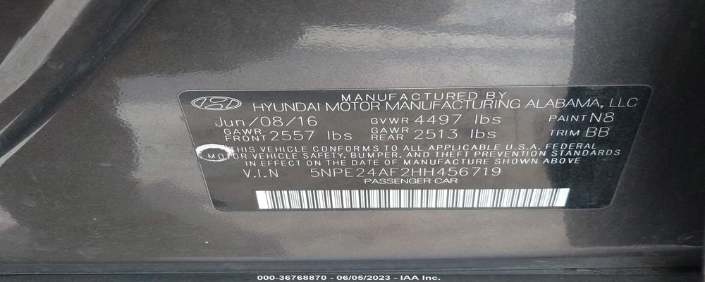 5NPE24AF2HH456719 2017 HYUNDAI SONATA photo no. 9
