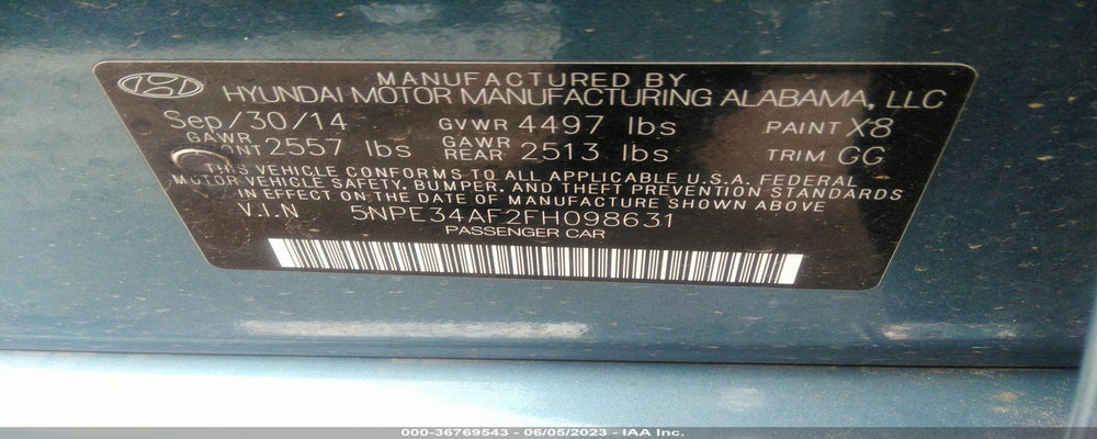 5NPE34AF2FH098631 2015 HYUNDAI SONATA photo no. 9
