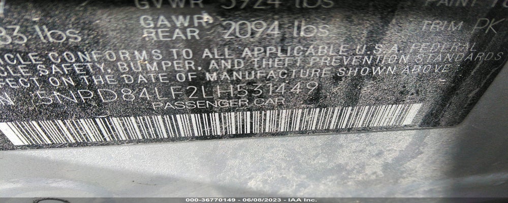 5NPD84LF2LH531449 2020 HYUNDAI ELANTRA photo no. 9