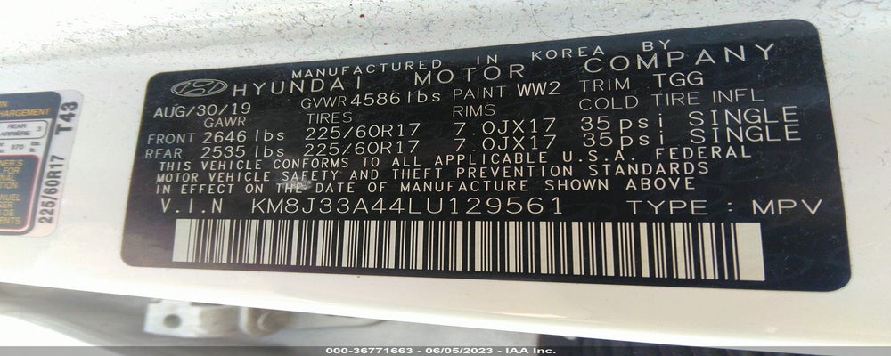 KM8J33A44LU129561 2020 HYUNDAI TUCSON photo no. 9