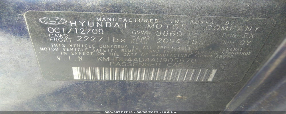 KMHDU4AD4AU905670 2010 HYUNDAI ELANTRA photo no. 9