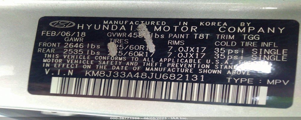 KM8J33A48JU682131 2018 HYUNDAI TUCSON photo no. 9