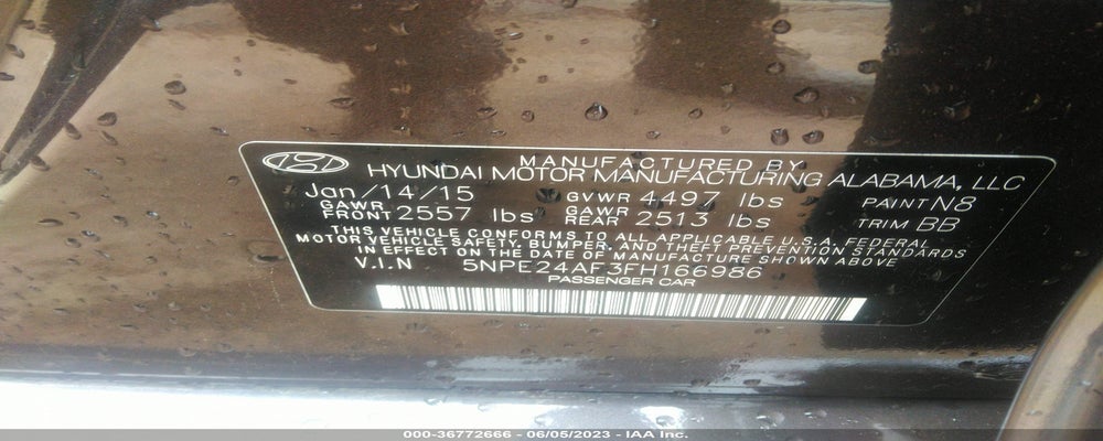 5NPE24AF3FH166986 2015 HYUNDAI SONATA photo no. 9