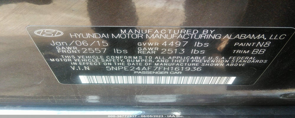 5NPE24AF7FH161936 2015 HYUNDAI SONATA photo no. 9
