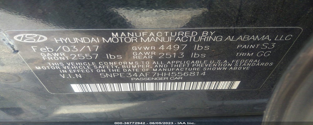 5NPE34AF7HH556814 2017 HYUNDAI SONATA photo no. 9