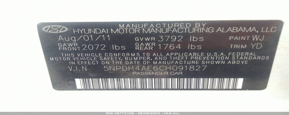 5NPDH4AE6CH091827 2012 HYUNDAI ELANTRA photo no. 9