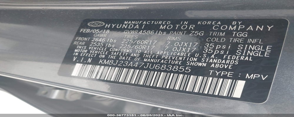 KM8J23A47JU683855 2018 HYUNDAI TUCSON photo no. 9