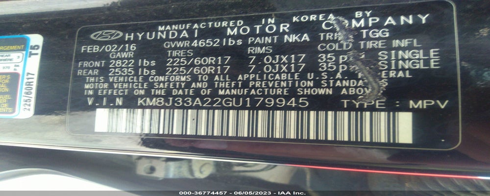 KM8J33A22GU179945 2016 HYUNDAI TUCSON photo no. 9