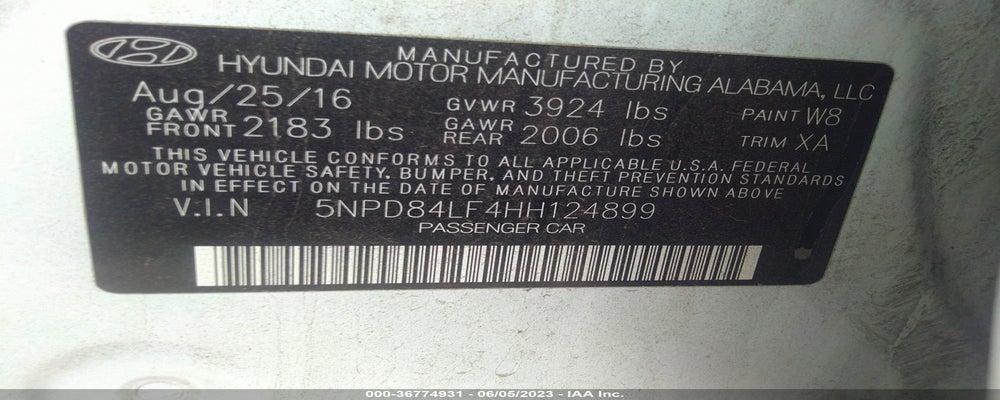 5NPD84LF4HH124899 2017 HYUNDAI ELANTRA photo no. 9