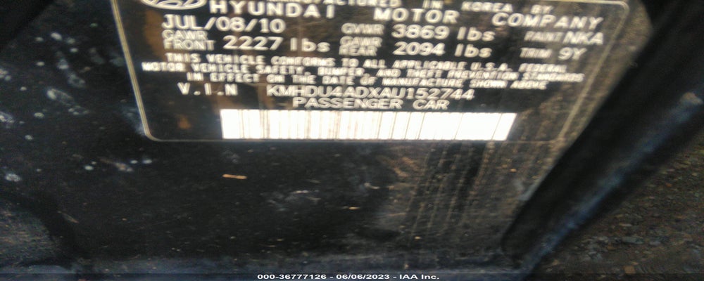 KMHDU4ADXAU152744 2010 HYUNDAI ELANTRA photo no. 9