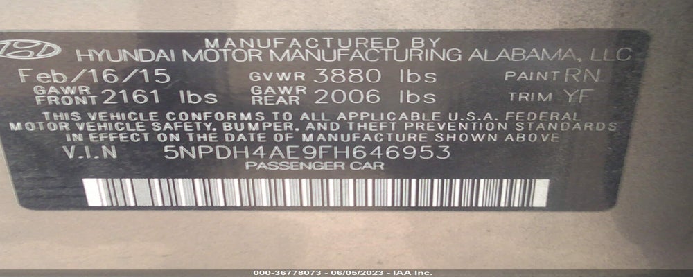 5NPDH4AE9FH646953 2015 HYUNDAI ELANTRA photo no. 9
