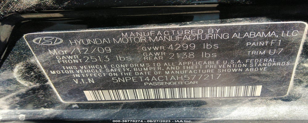 5NPET4AC1AH577217 2010 HYUNDAI SONATA photo no. 9