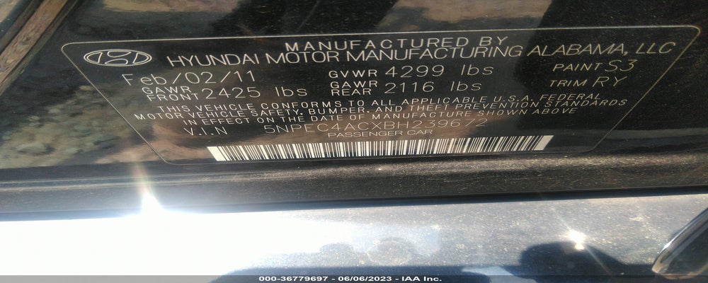 5NPEC4ACXBH239672 2011 HYUNDAI SONATA photo no. 9