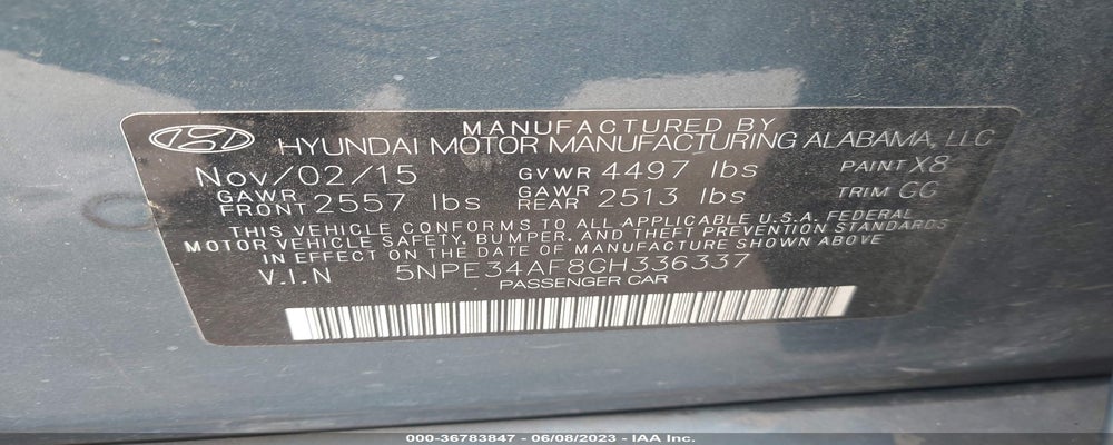 5NPE34AF8GH336337 2016 HYUNDAI SONATA photo no. 9