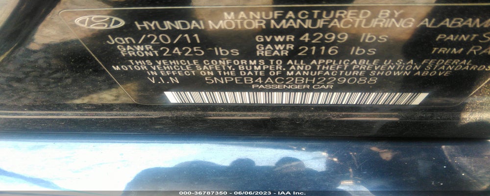 5NPEB4AC2BH229088 2011 HYUNDAI SONATA photo no. 9