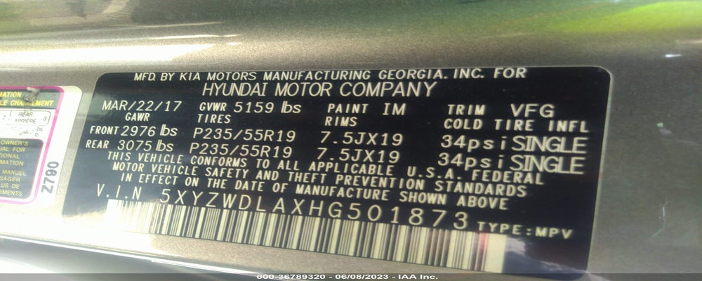 5XYZWDLAXHG501873 2017 HYUNDAI SANTA FE SPORT photo no. 9