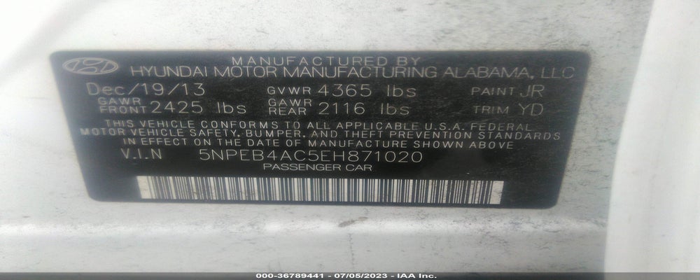 5NPEB4AC5EH871020 2014 HYUNDAI SONATA photo no. 9