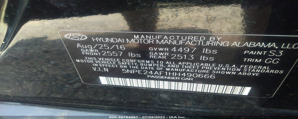5NPE24AF1HH490666 2017 HYUNDAI SONATA photo no. 9