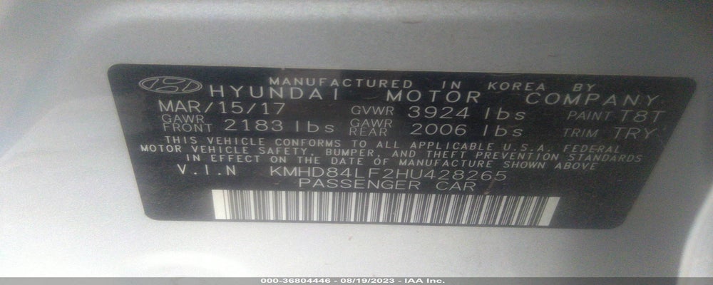 KMHD84LF2HU428265 2017 HYUNDAI ELANTRA photo no. 9