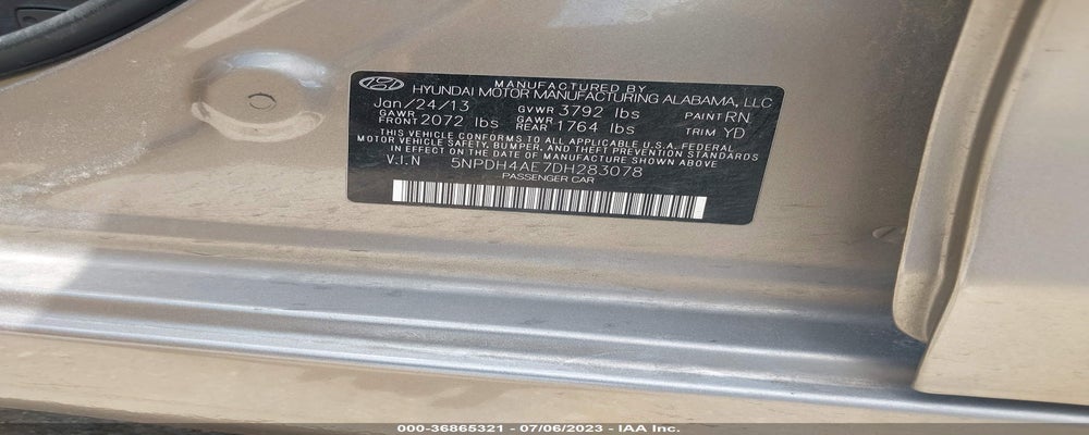5NPDH4AE7DH283078 2013 HYUNDAI ELANTRA photo no. 9