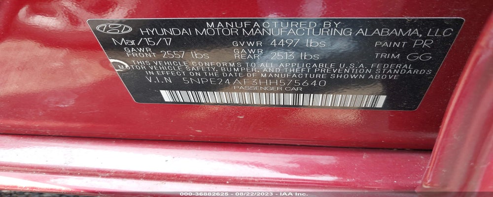 5NPE24AF3HH575640 2017 HYUNDAI SONATA photo no. 9