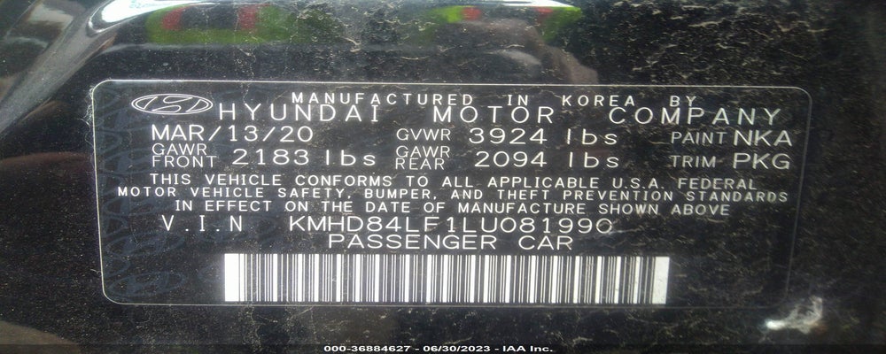 KMHD84LF1LU081990 2020 HYUNDAI ELANTRA photo no. 9