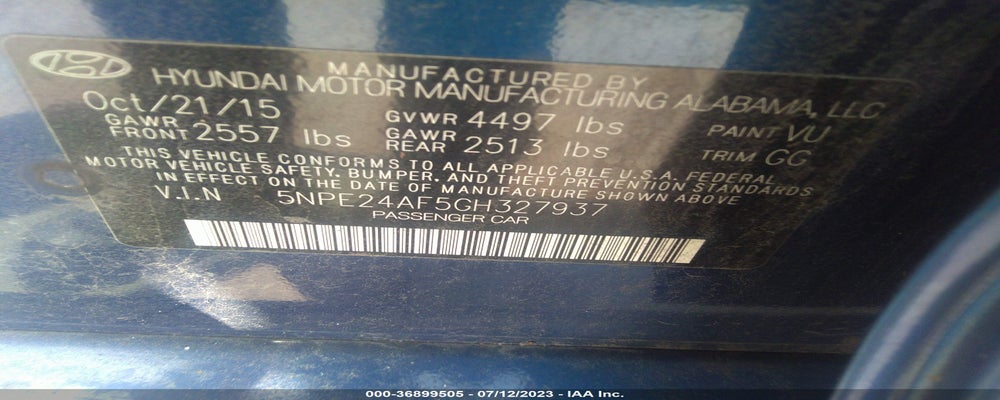 5NPE24AF5GH327937 2016 HYUNDAI SONATA photo no. 9