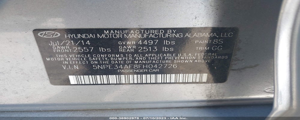 5NPE34AF8FH042726 2015 HYUNDAI SONATA photo no. 9