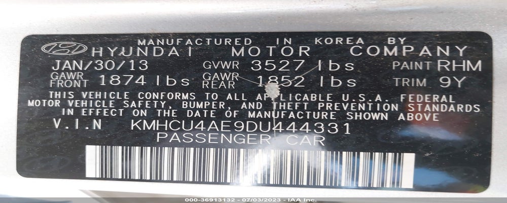 KMHCU4AE9DU444331 2013 HYUNDAI ACCENT photo no. 9