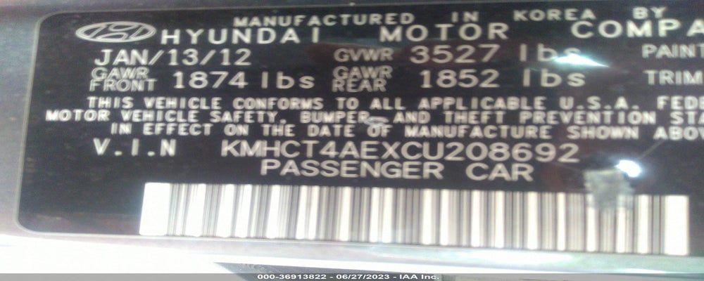 KMHCT4AEXCU208692 2012 HYUNDAI ACCENT photo no. 9