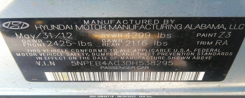 5NPEB4AC3DH538295 2013 HYUNDAI SONATA photo no. 9