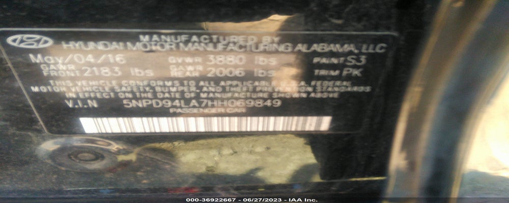 5NPD94LA7HH069849 2017 HYUNDAI ELANTRA photo no. 9