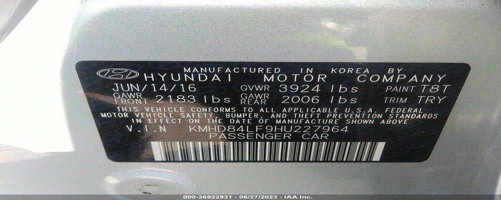 KMHD84LF9HU227964 2017 HYUNDAI ELANTRA photo no. 9