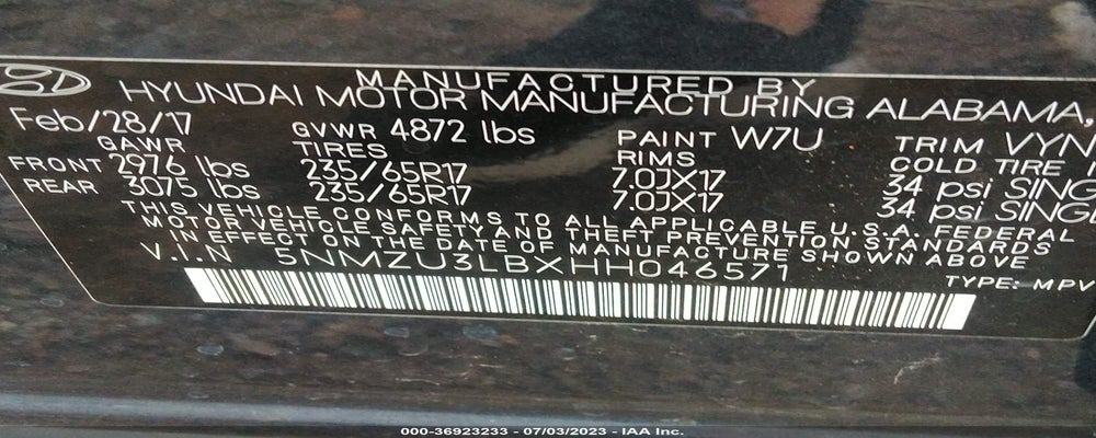 5NMZU3LBXHH046571 2017 HYUNDAI SANTA FE SPORT photo no. 9