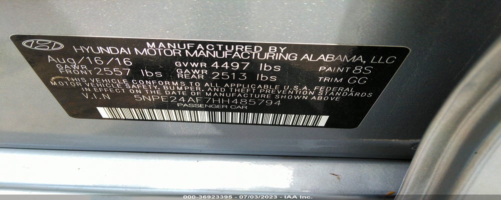 5NPE24AF7HH485794 2017 HYUNDAI SONATA photo no. 9
