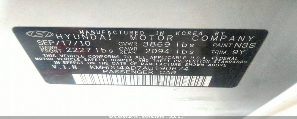 KMHDU4AD7AU190674 2010 HYUNDAI ELANTRA photo no. 9