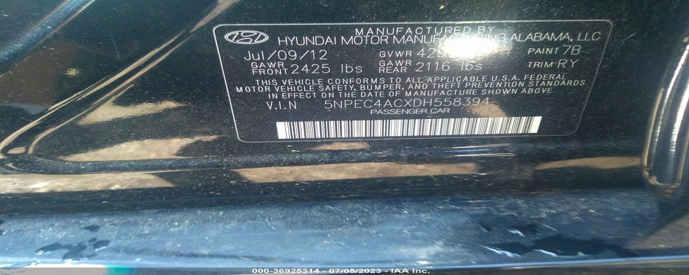 5NPEC4ACXDH558394 2013 HYUNDAI SONATA photo no. 9